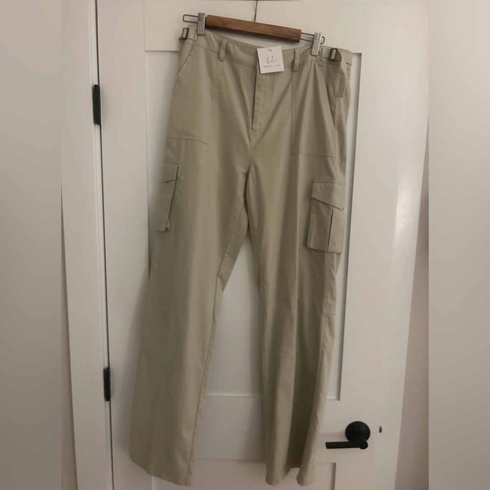 WOMENS GREEN CARGO STRAIGHT LEG PANTS